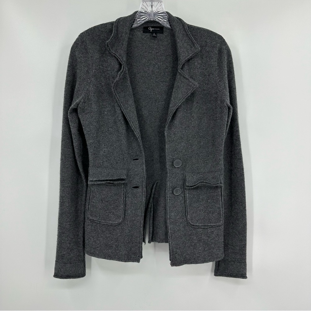 Aqua Raw Edge Blazer Cardigan Cashmere Gray Size S
